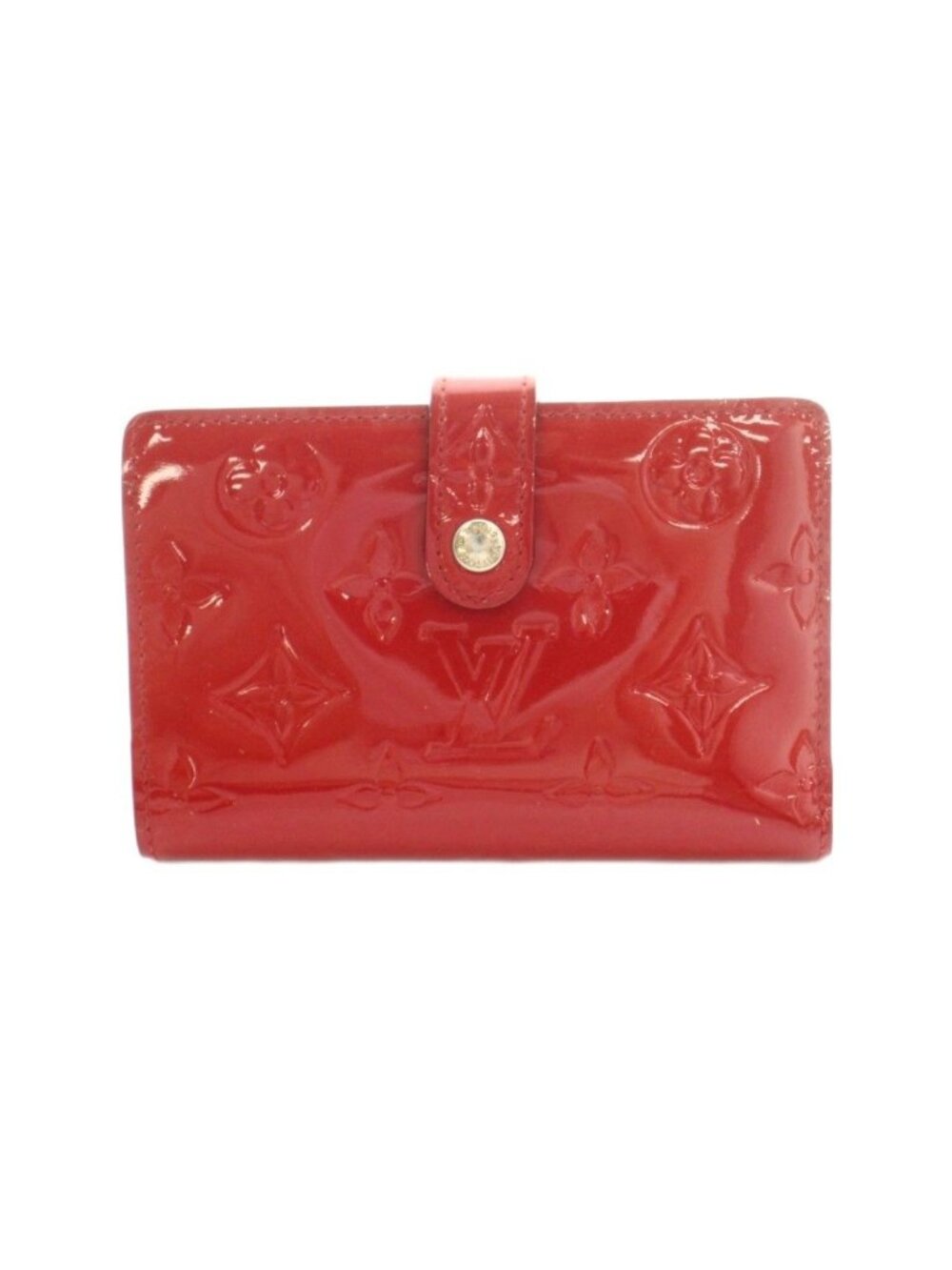 Louis Vuitton Portefeuille Bifold Wallet Coin Purse Patent Monogram Pattern Red